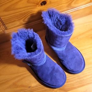 Kids Short Vegan Suede & Fur Boots